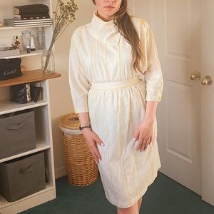 Vintage striped white and yellow set top and skirt from the 80s